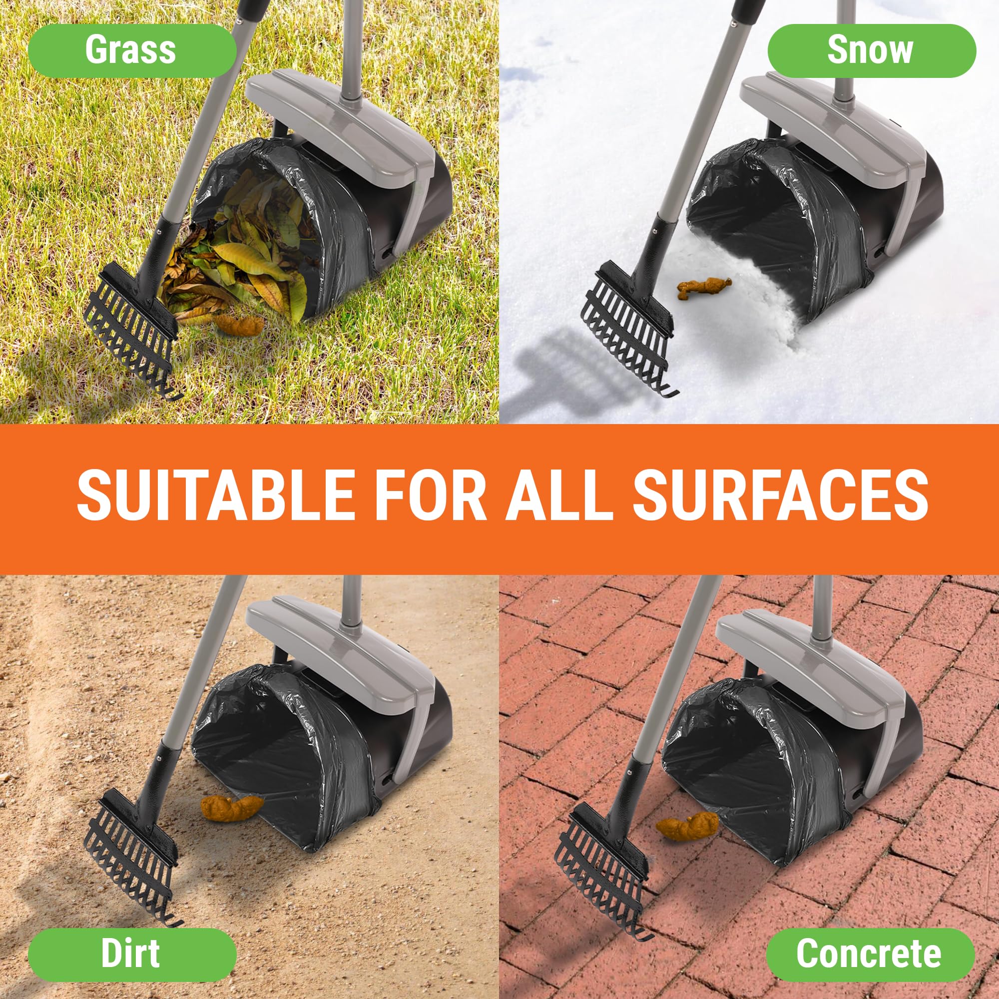 Pupzle large-dog yard cleanup solution reduces bending and back strain.