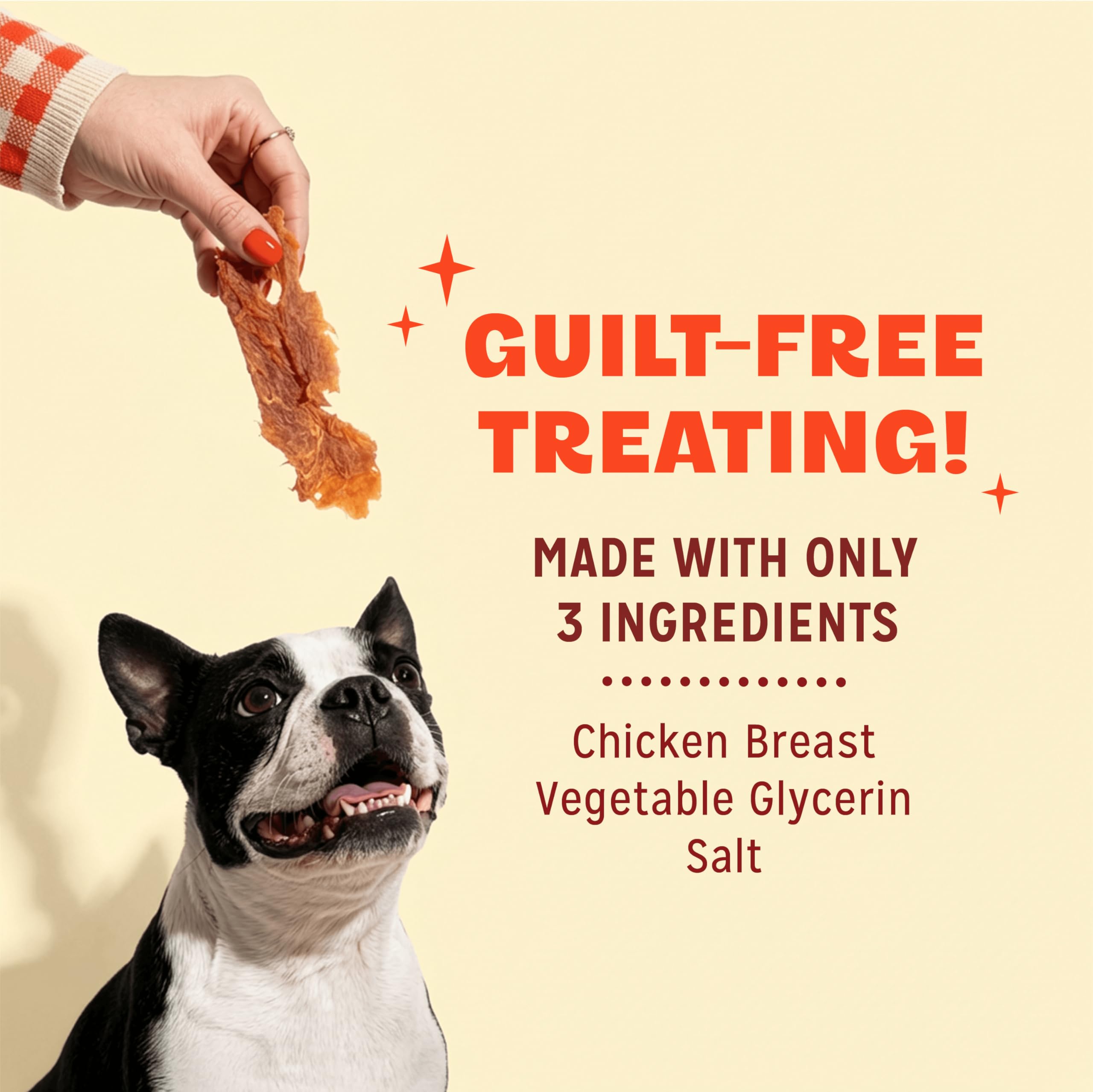 Pur Luv chicken jerky 32-ounce bag emphasizes high-protein, low-fat snack.