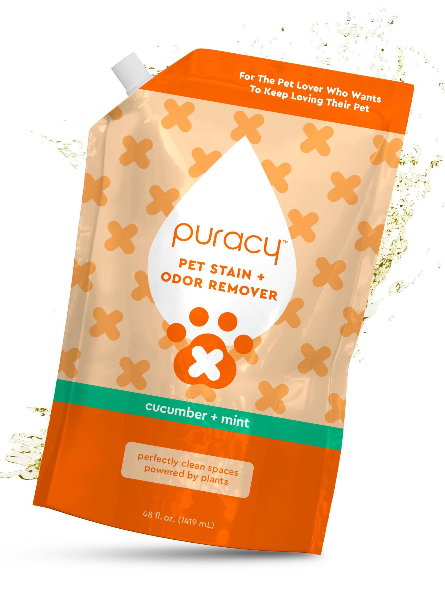 Puracy Pet Stain and Odor Remover bottle pour demonstrates easy spray application.