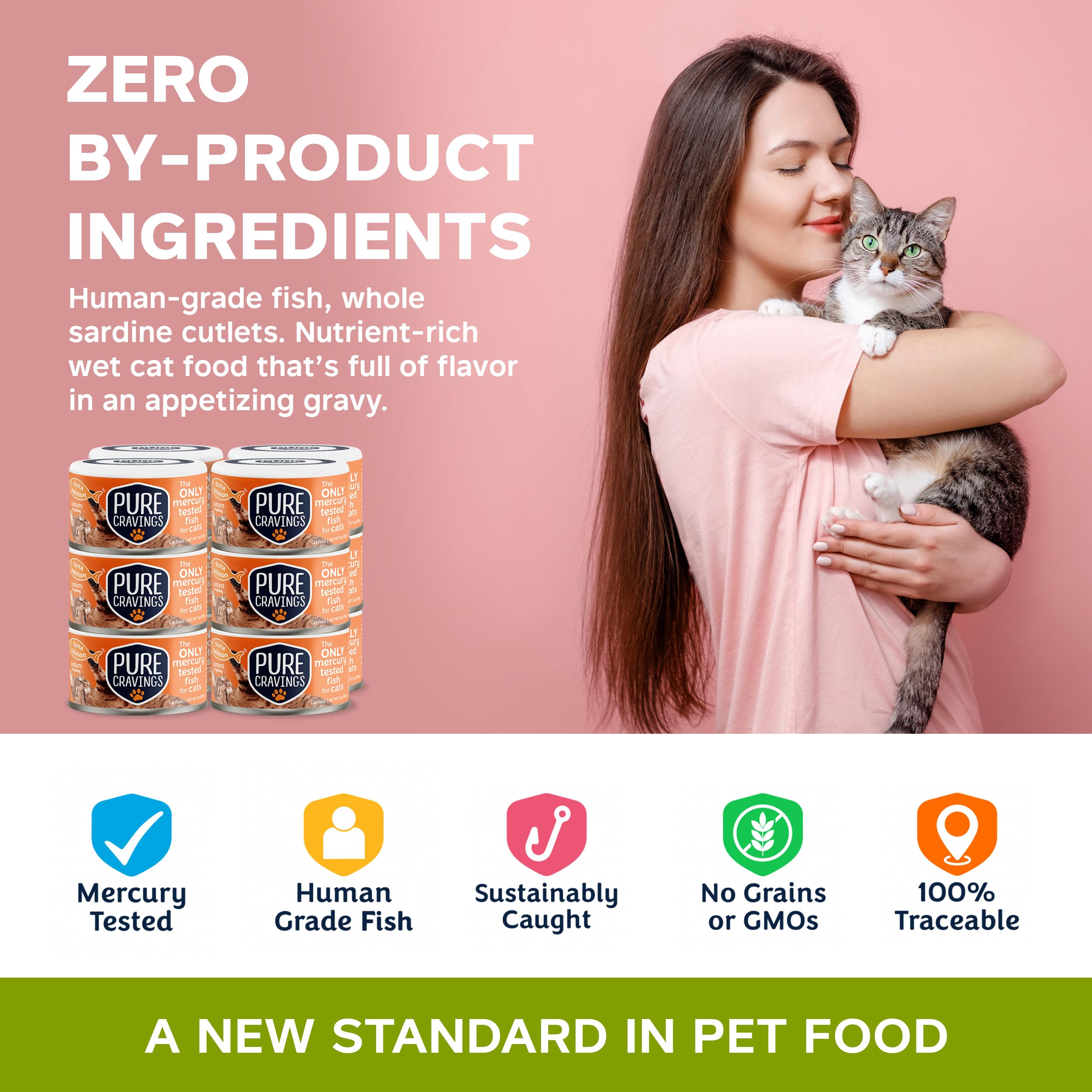 Pure Cravings ingredients list showing grain-free non-GMO formula