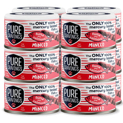 Pure Cravings minced tuna and salmon wet cat food—tender texture for picky cats.