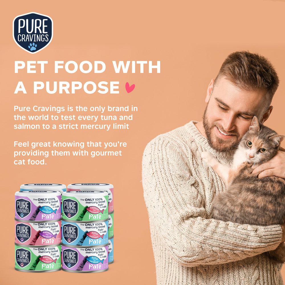 Pure Cravings Pate ingredient panel shows clean, GMO-free fish ingredients