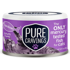 Pure Cravings sardines-cutlets-gravy-can: protein-rich, flavorful wet cat food for meals.