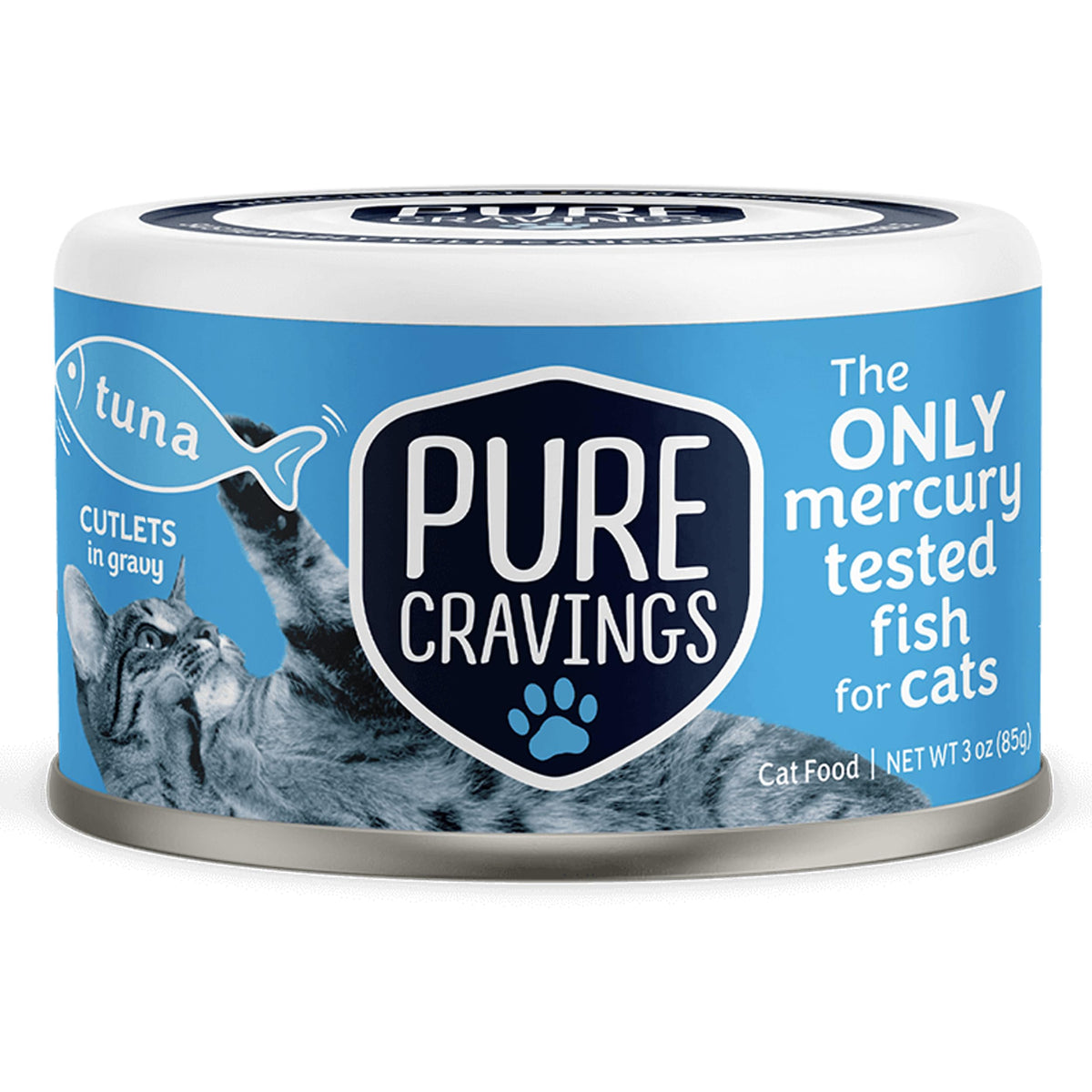 Pure Cravings tuna cutlets in gravy can for a flavorful cat meal.