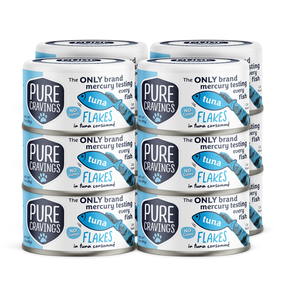 Pure Cravings tuna flake consommé can showcases premium ingredients for cats.
