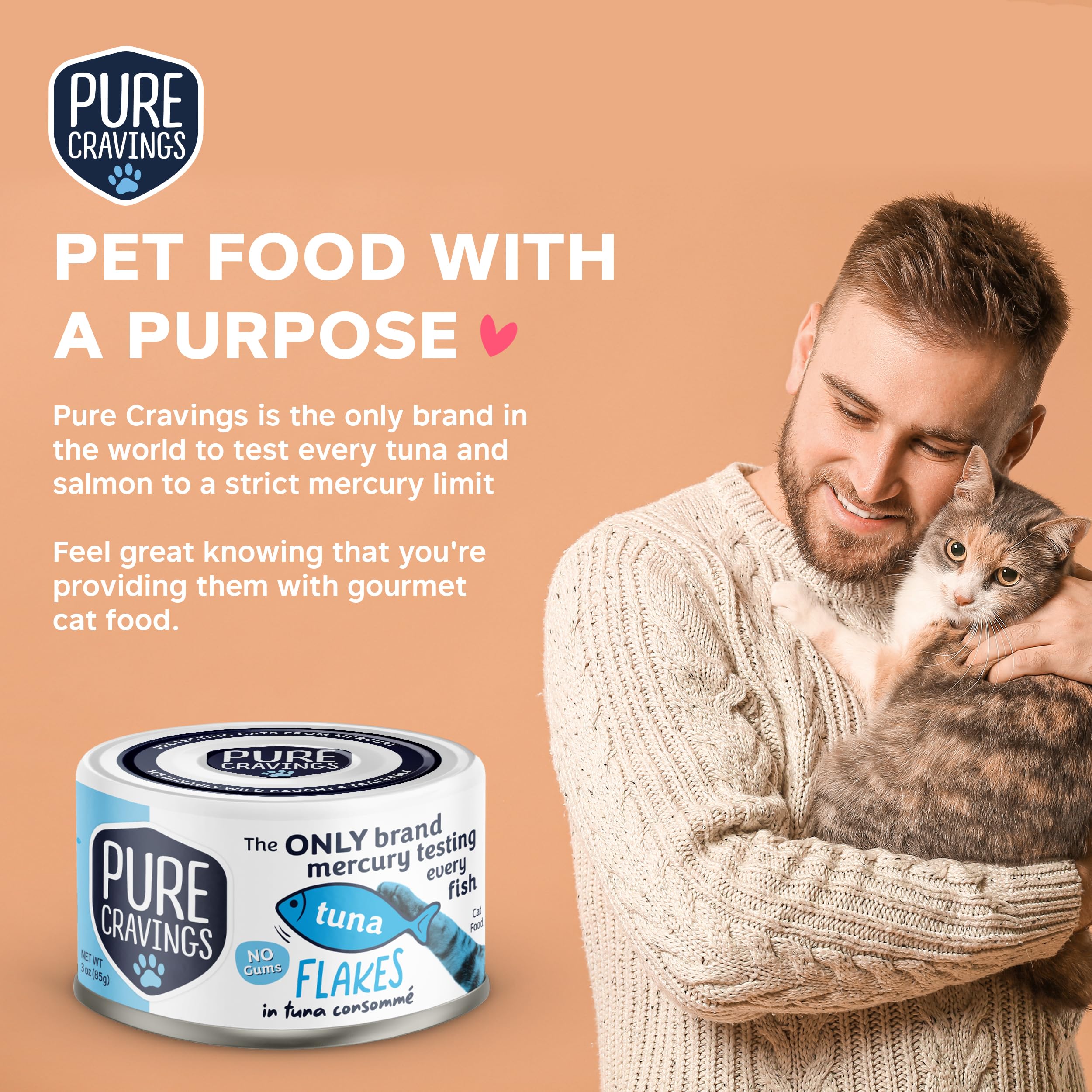 Pure Cravings tuna-salmon-sardine-mackerel variety image for cat meals.
