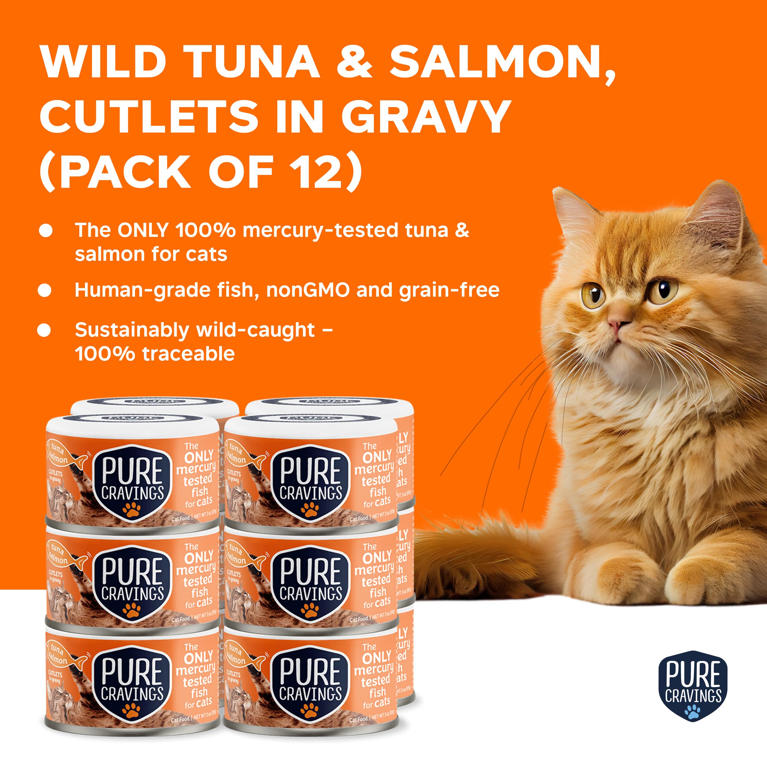 Pure Cravings tuna and salmon cutlets for cats with lean protein