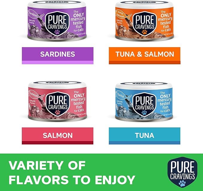 Pure Cravings grain-free formula wet cat food can, limited ingredients support lean protein options