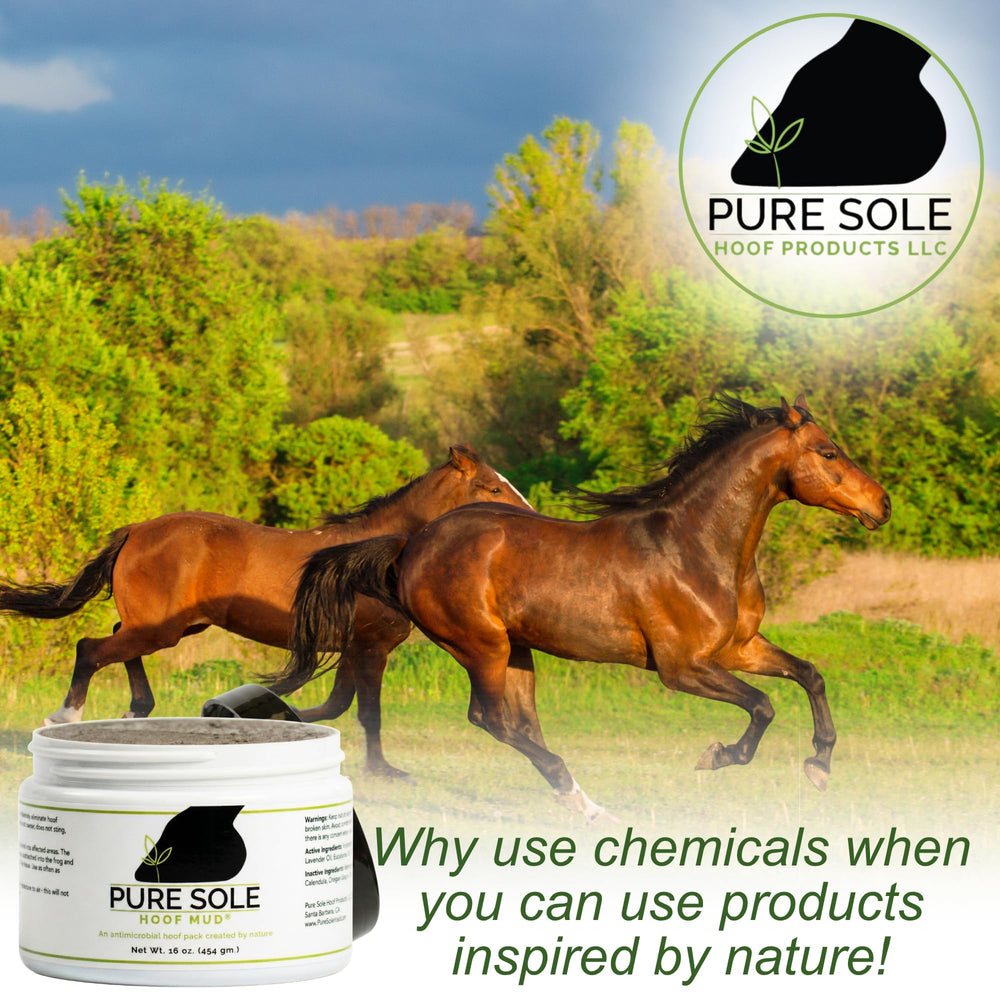 Pure Sole farrier-tested formula highlighted, trusted by hoof care pros.
