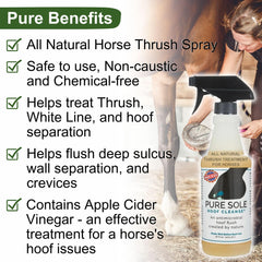 Pure Sole Thrush Spray in action applying to a horse hoof