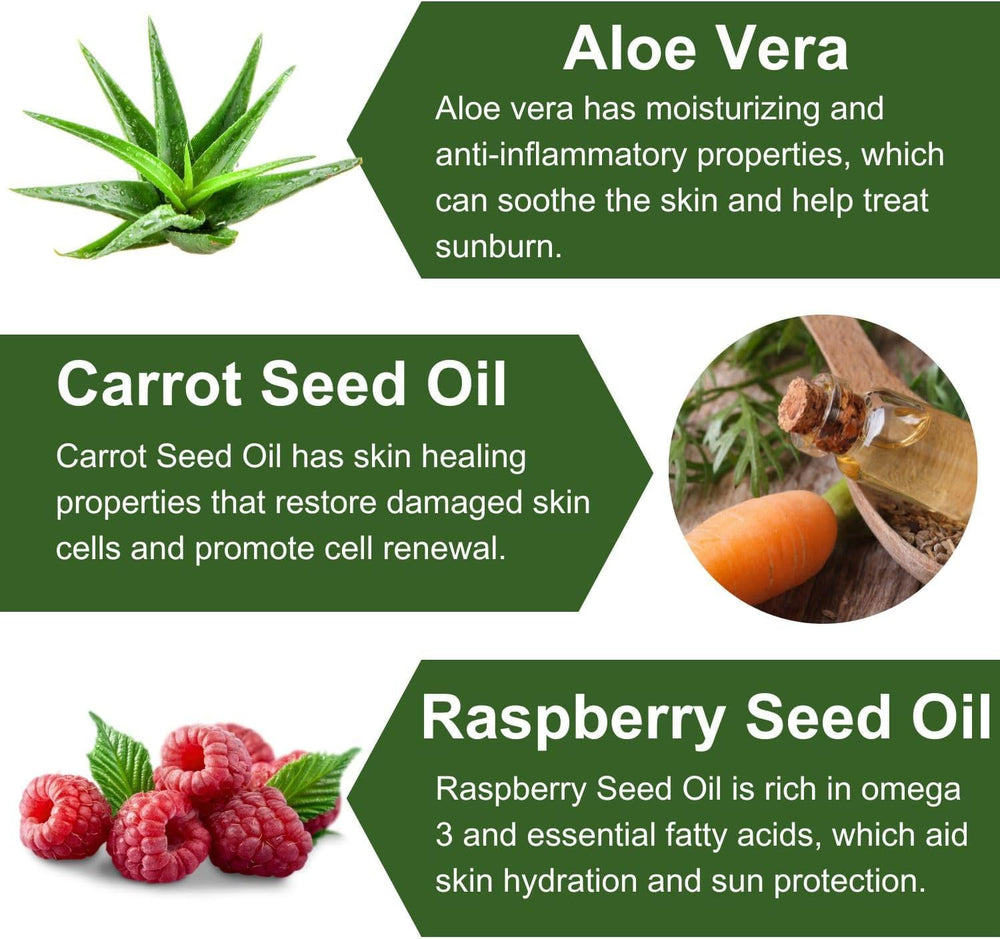 Pure Sole Sun Block Cream with carrot seed oil supports skin health.
