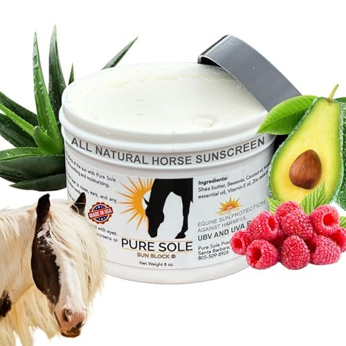 Pure Sole Sun Block Cream on a horse shows a soft natural finish.
