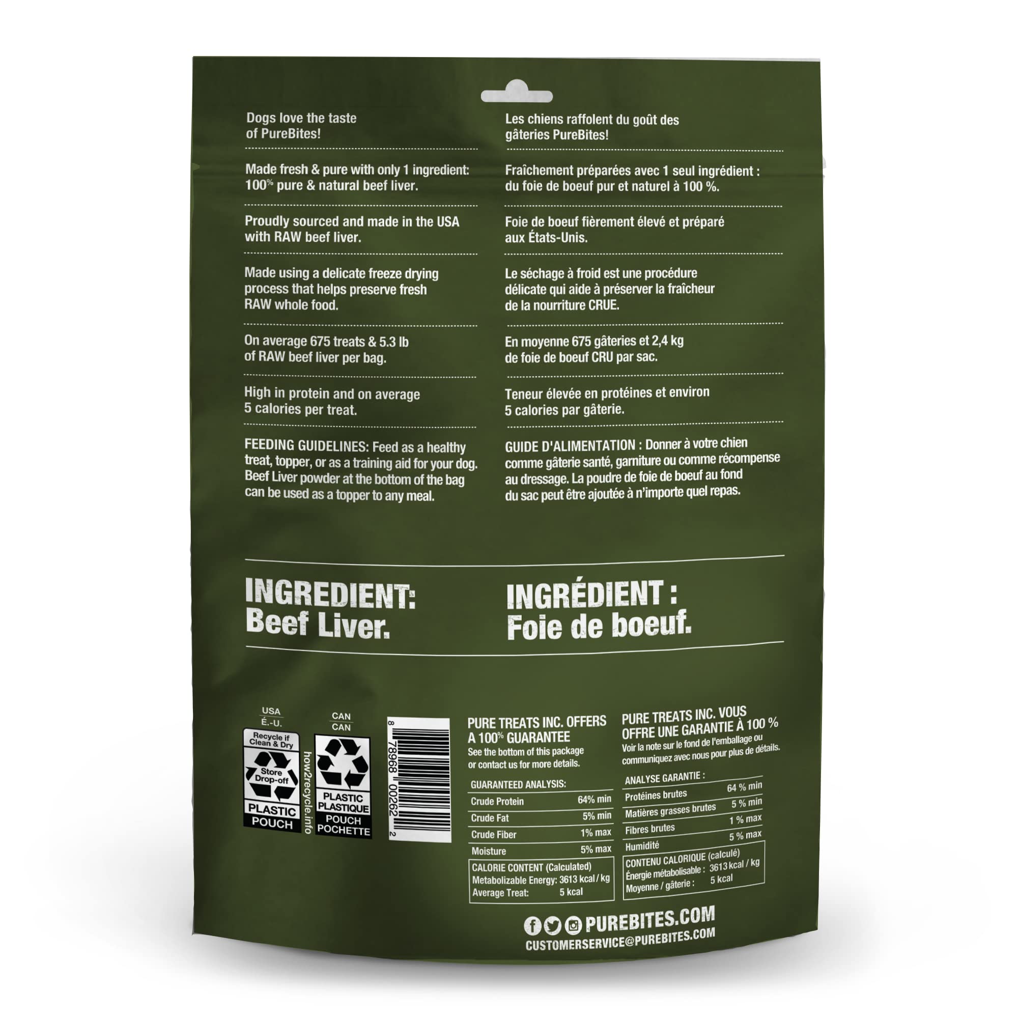 PureBites USA-made recyclable packaging shown, supporting sustainable pet treats.