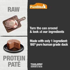 PureBites cat enjoying duck pate, a tasty paté for picky eaters.