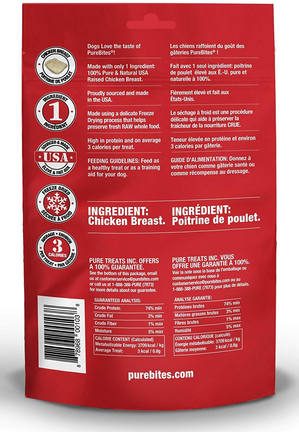 PureBites chicken breast freeze dried dog treats aroma highlighting natural scent.