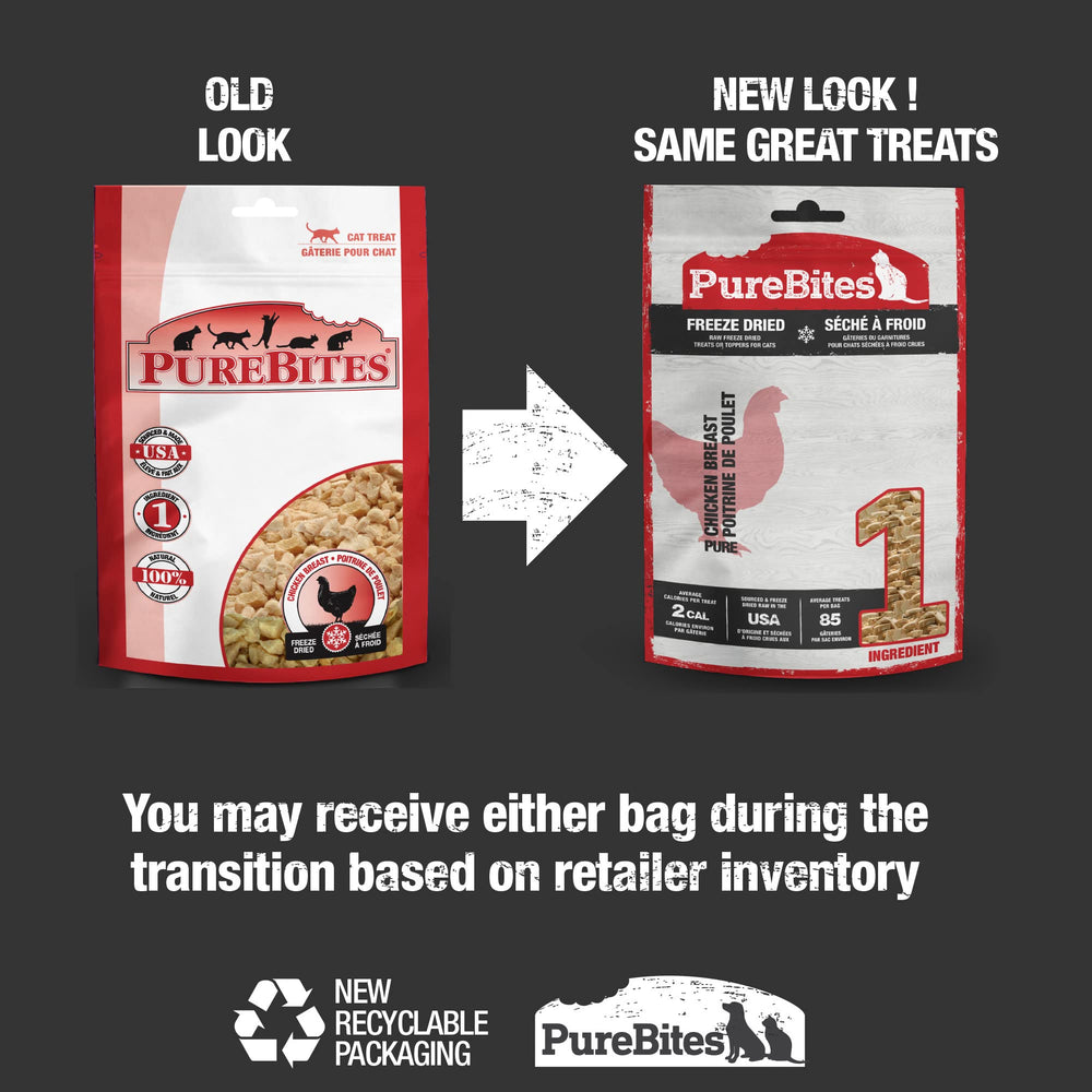 PureBites bag of chicken treats highlighting single-ingredient USA-made product