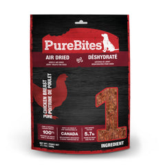 PureBites Chicken Jerky bag front showing 1-ingredient formula for clean protein snack