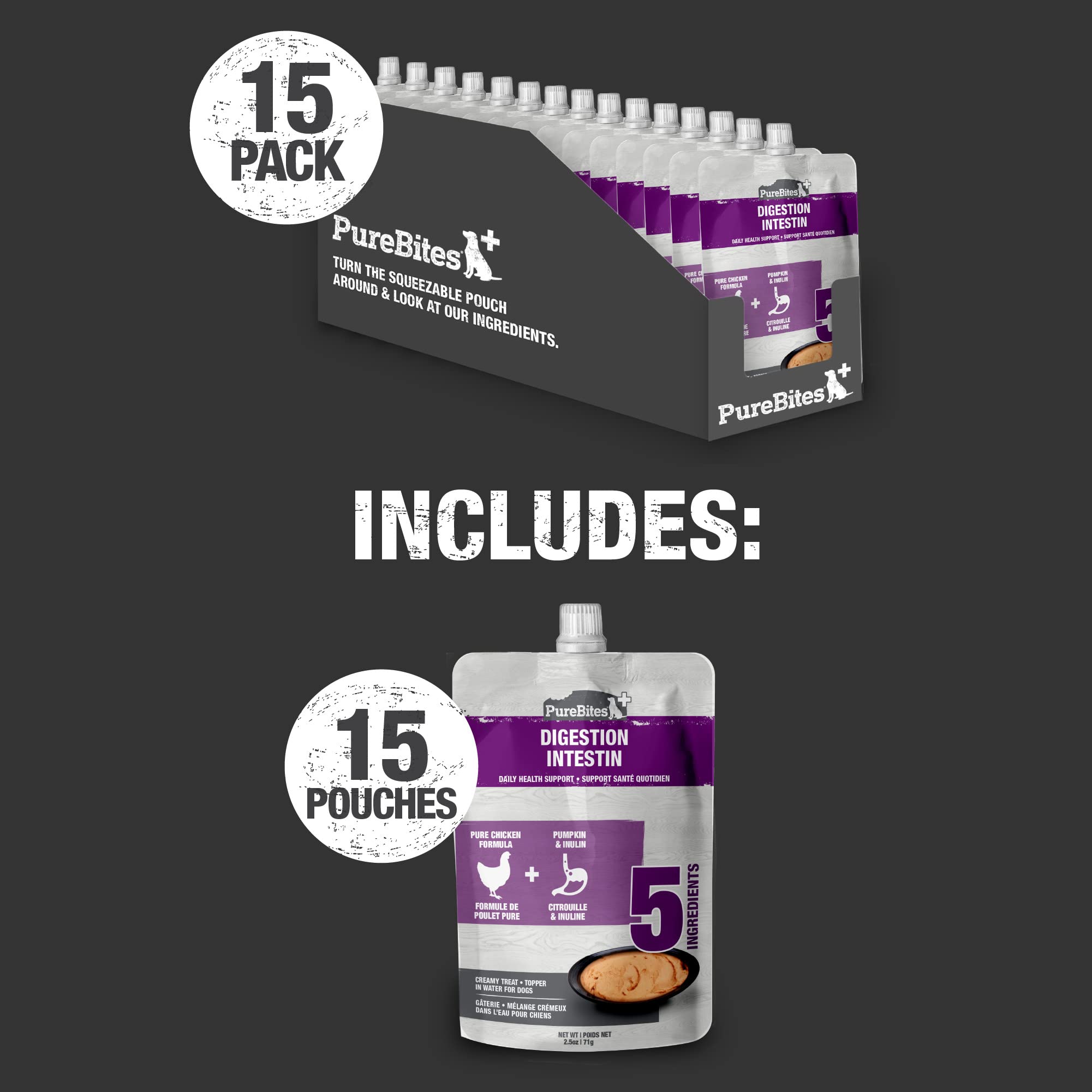 PureBites Plus Squeezables 71g case of 15 bulk packaging for families