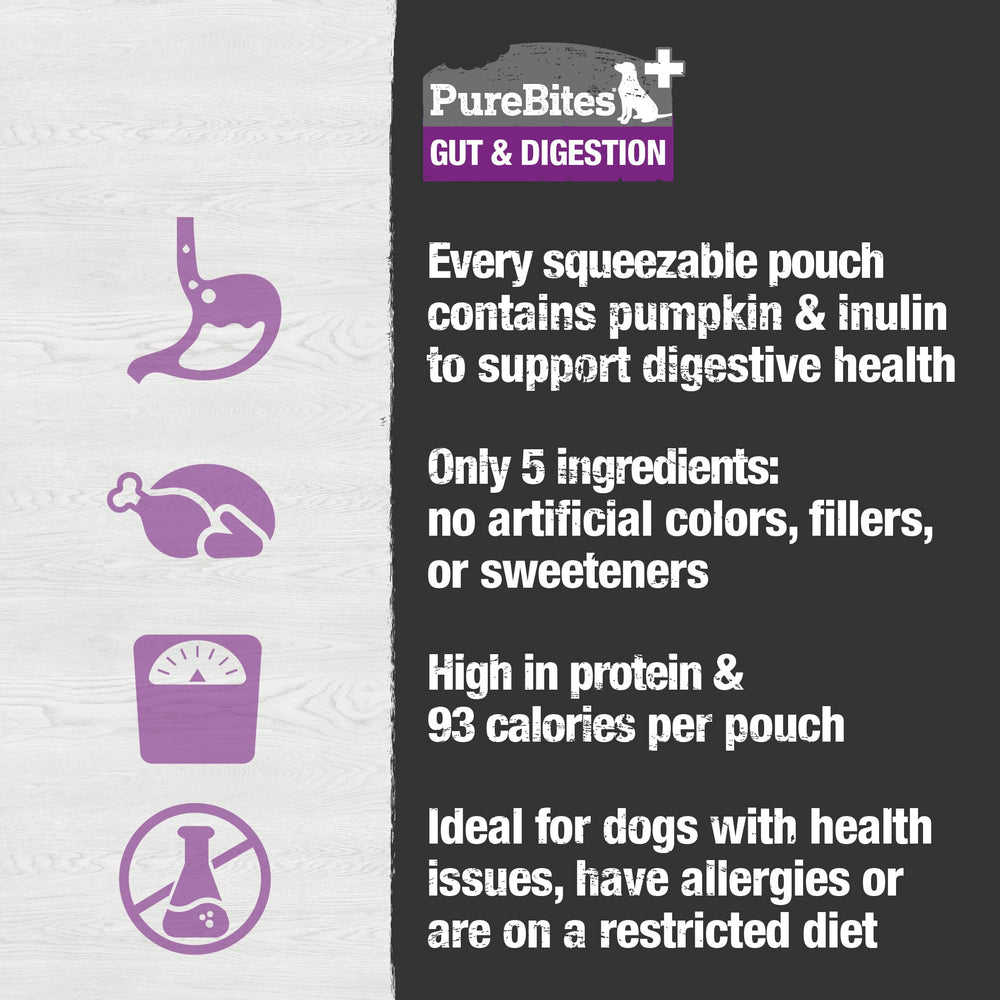 PureBites Plus Squeezables 71g ingredients label visible for clean sourcing
