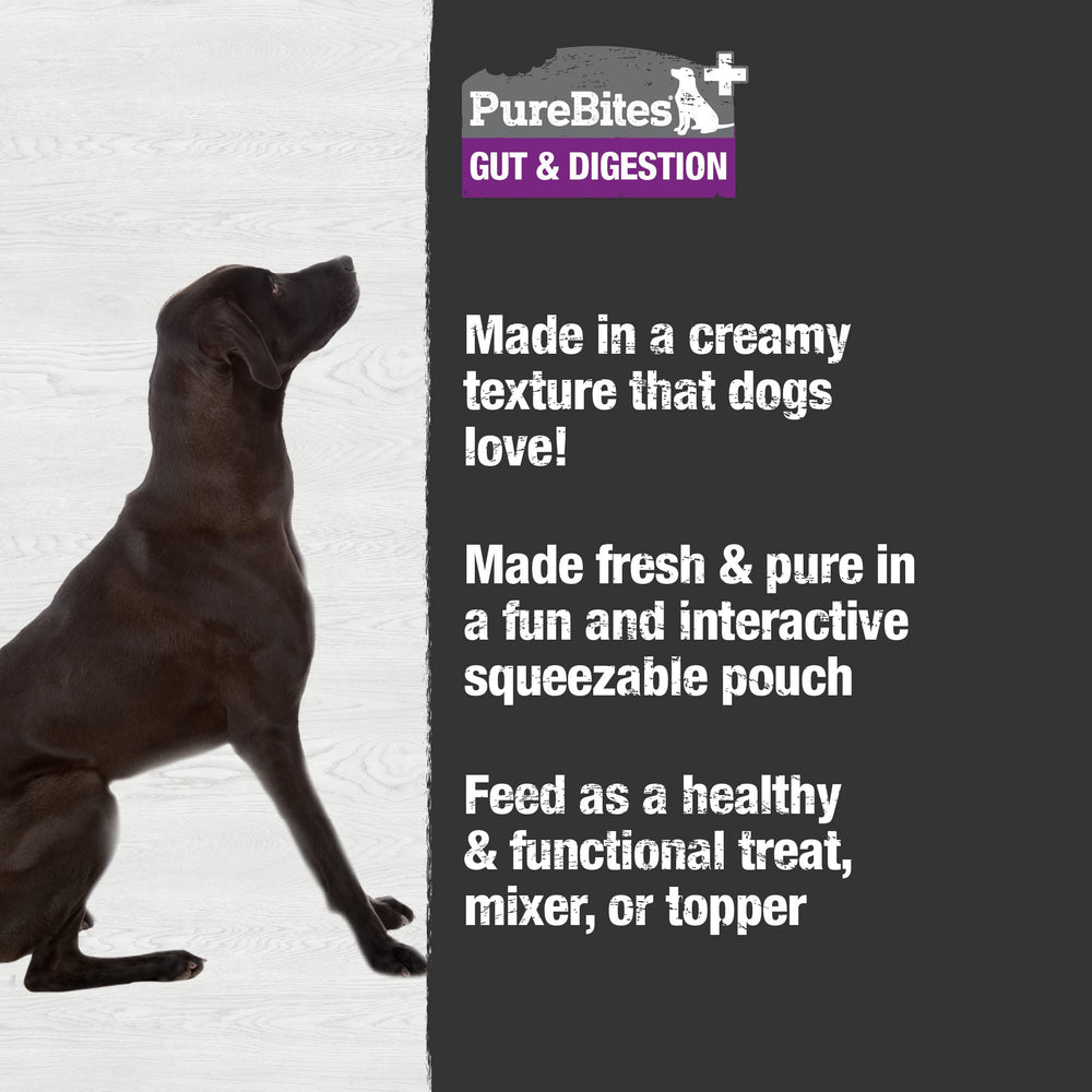 PureBites Plus Squeezables 71g pouch open reveal for easy pouring