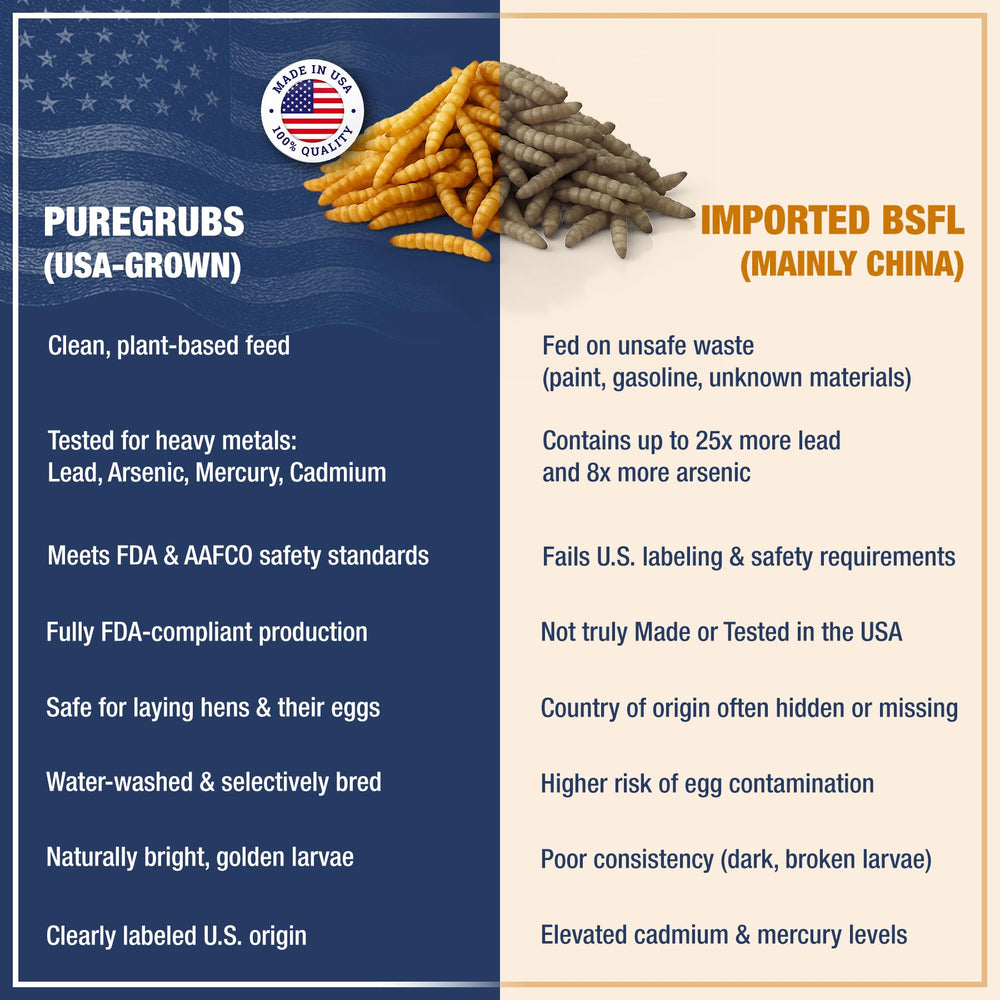 PureGrubs high-protein insect feed for growth and molt support.