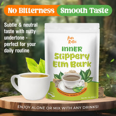 PureRootss slippery elm powder supports gut health and mild bloating relief