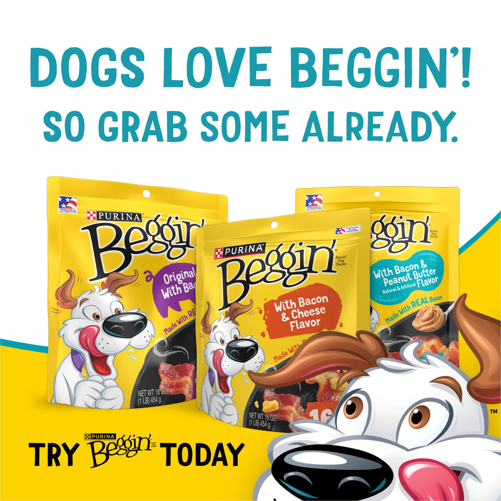 Purina Beggin’ aroma and chewy texture entice dogs