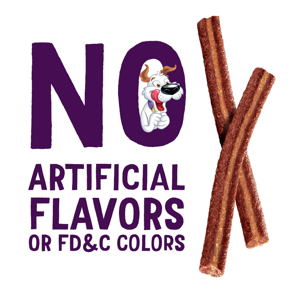 Purina Beggin' Flavor Stix close-up shows chewy texture for dogs