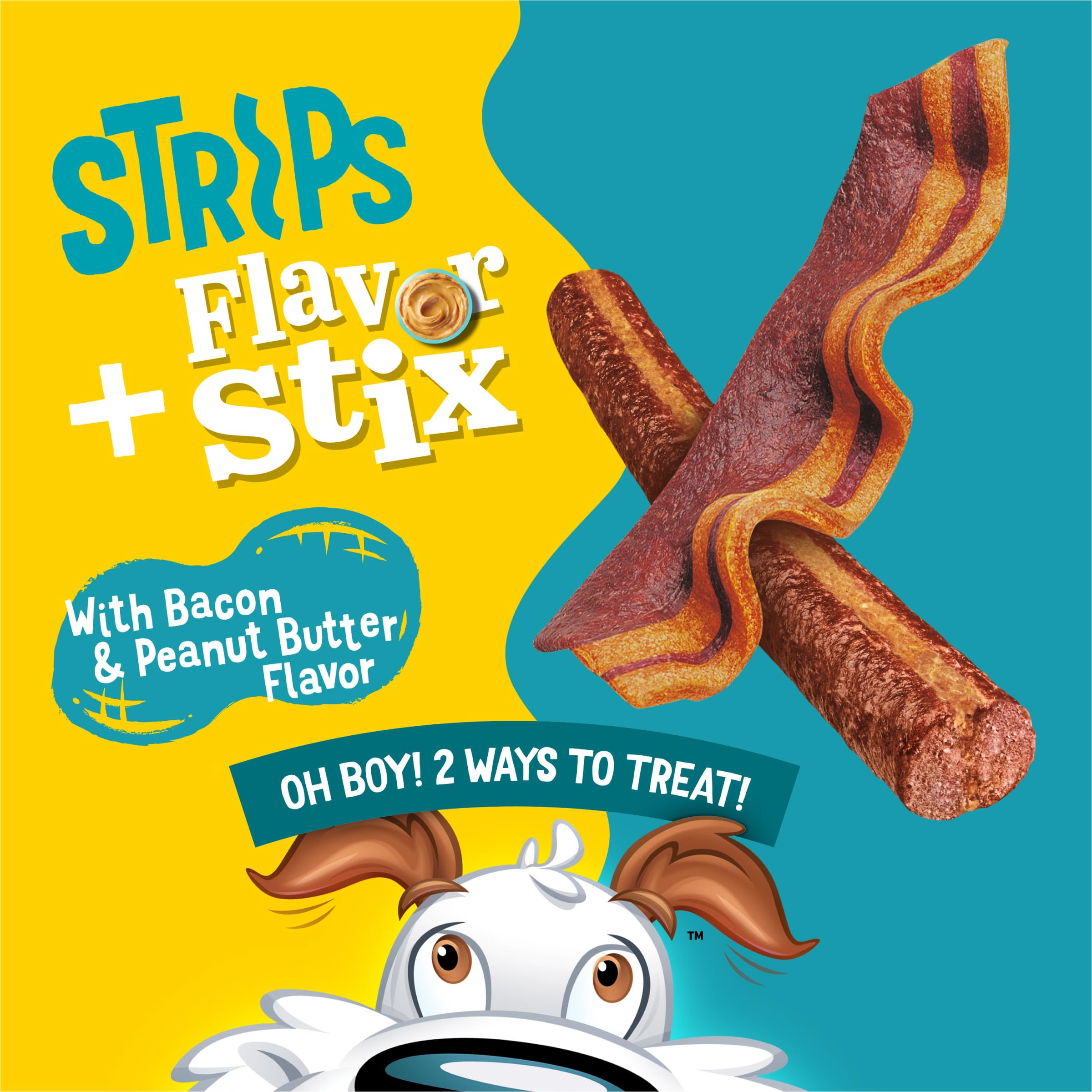 Purina Beggin’ Stix bacon treats close-up showing real bacon flavor
