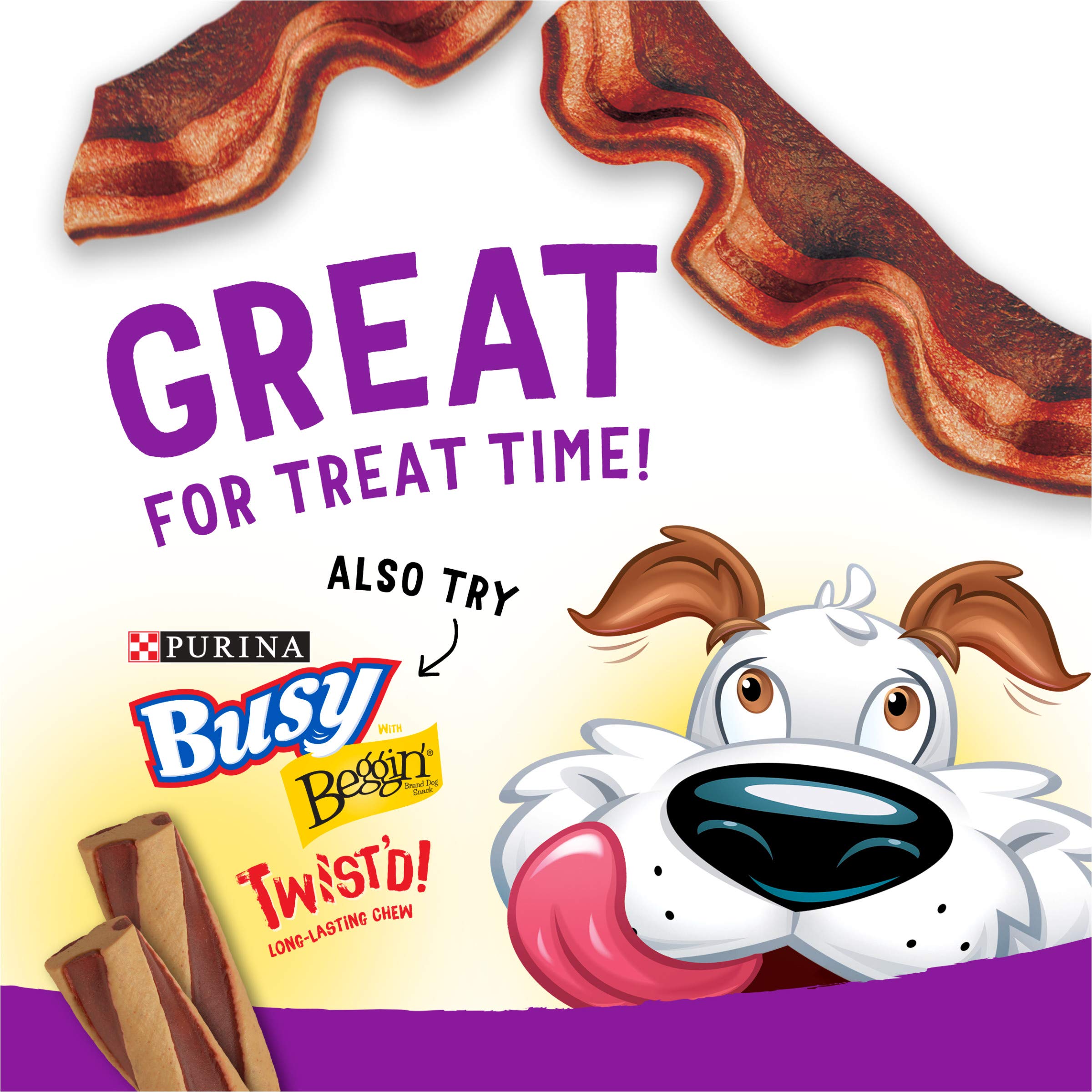 Purina Beggin' Strips with hickory smoke aroma that excites dogs during treats