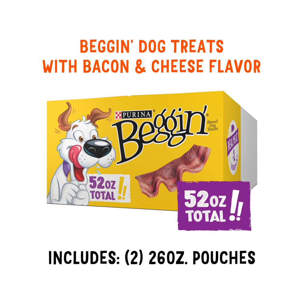 Purina Beggin' Strips pack of two 26 oz pouches for convenient use.
