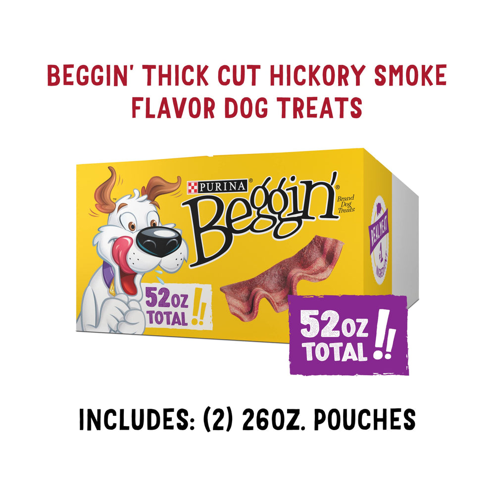 Purina Beggin' Strips easy to tear into bite-sized pieces for flexible serving