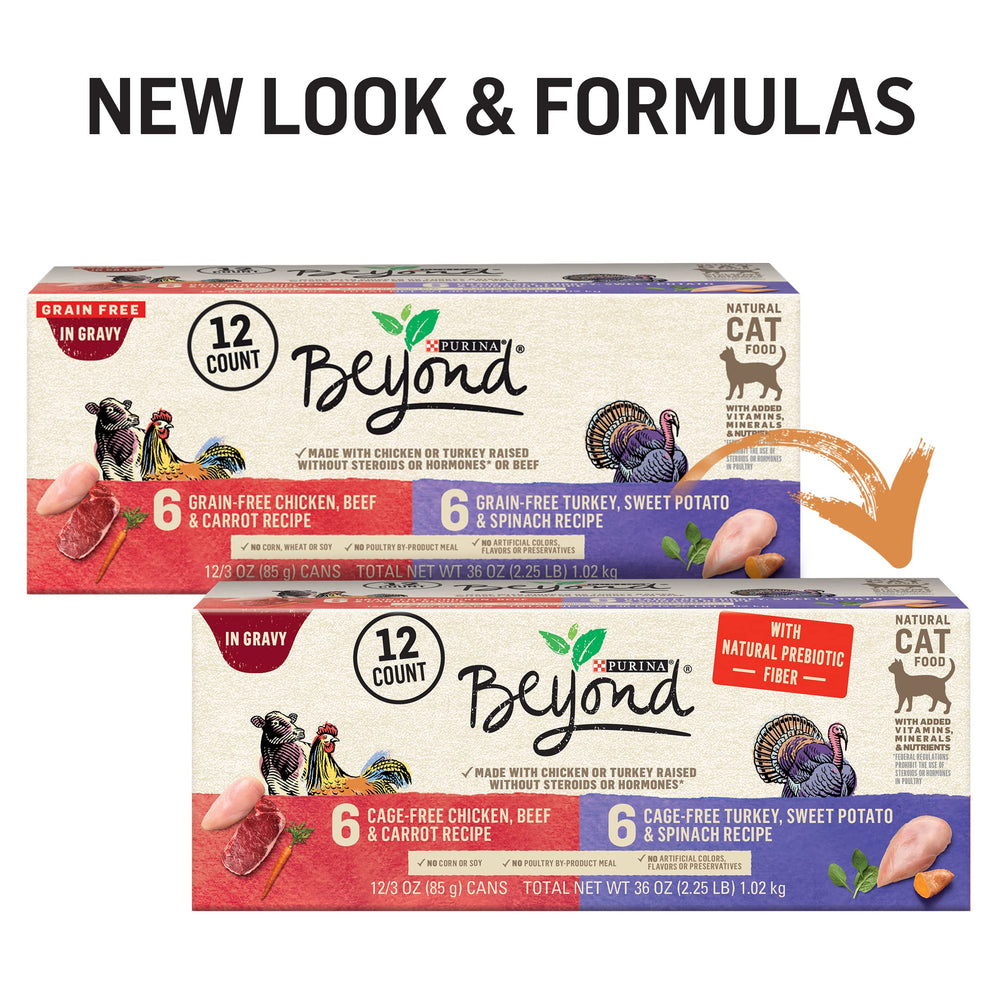 Purina Beyond turkey-sweet-potato-spinach-gravy can, protein-rich option