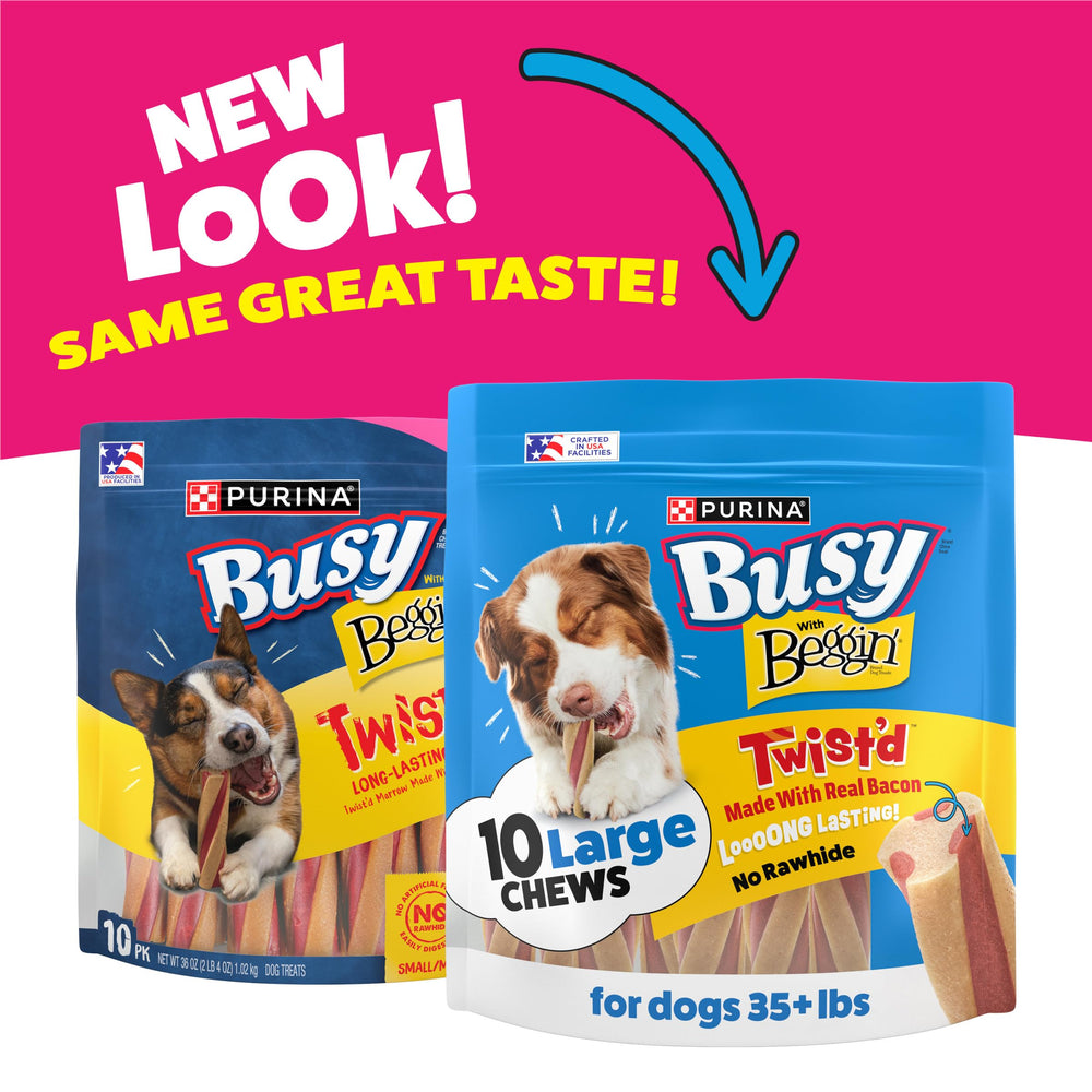 Purina Busy Beggin' Twist'd long-lasting chew with real bacon for dogs