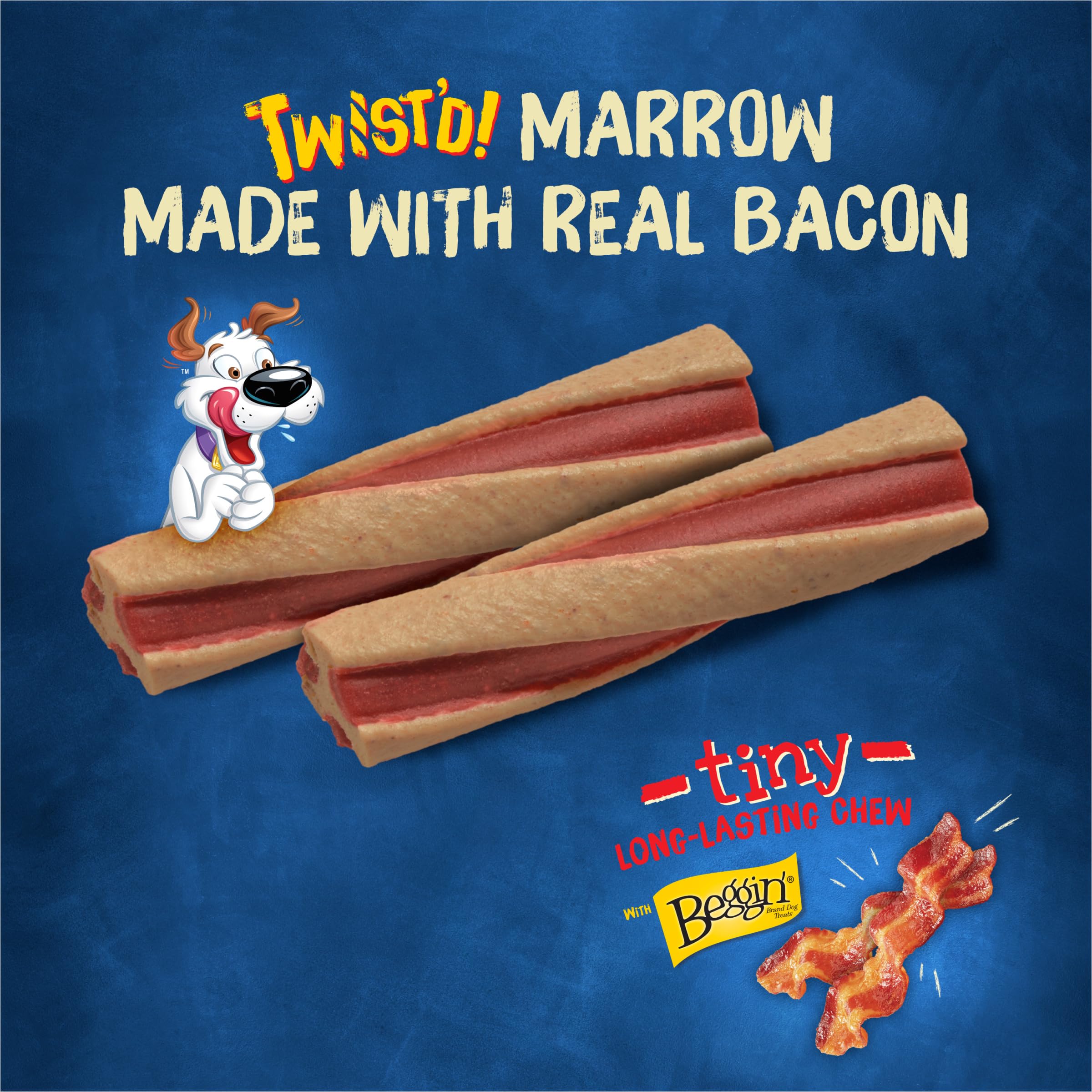 Purina Busy Beggin’ Twist’d tiny dog chewing action demonstrates long-lasting chew.