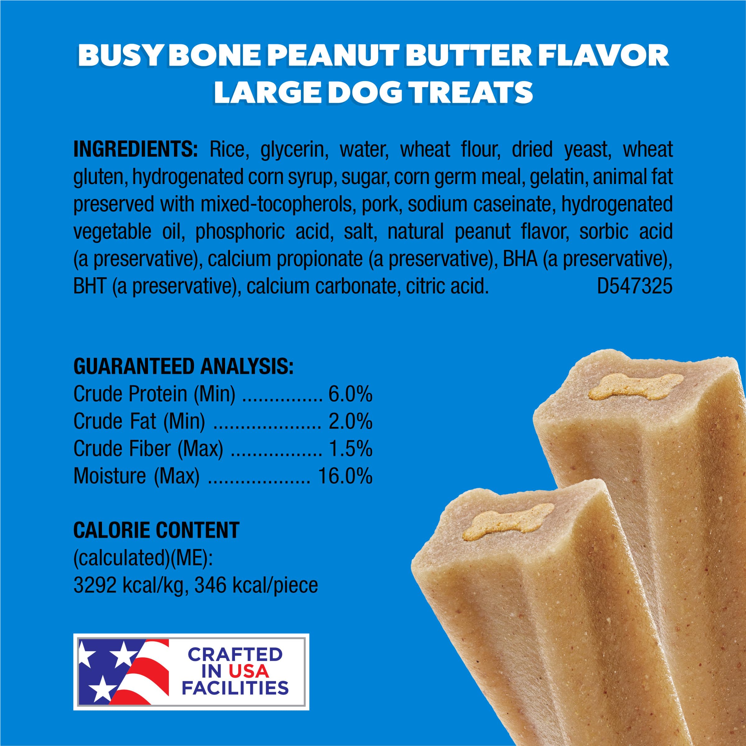 Purina Busy Bone USA-made badge shown to reflect domestic production