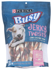 Purina Busy jerky twists for dogs, small/medium size, tasty training reward.