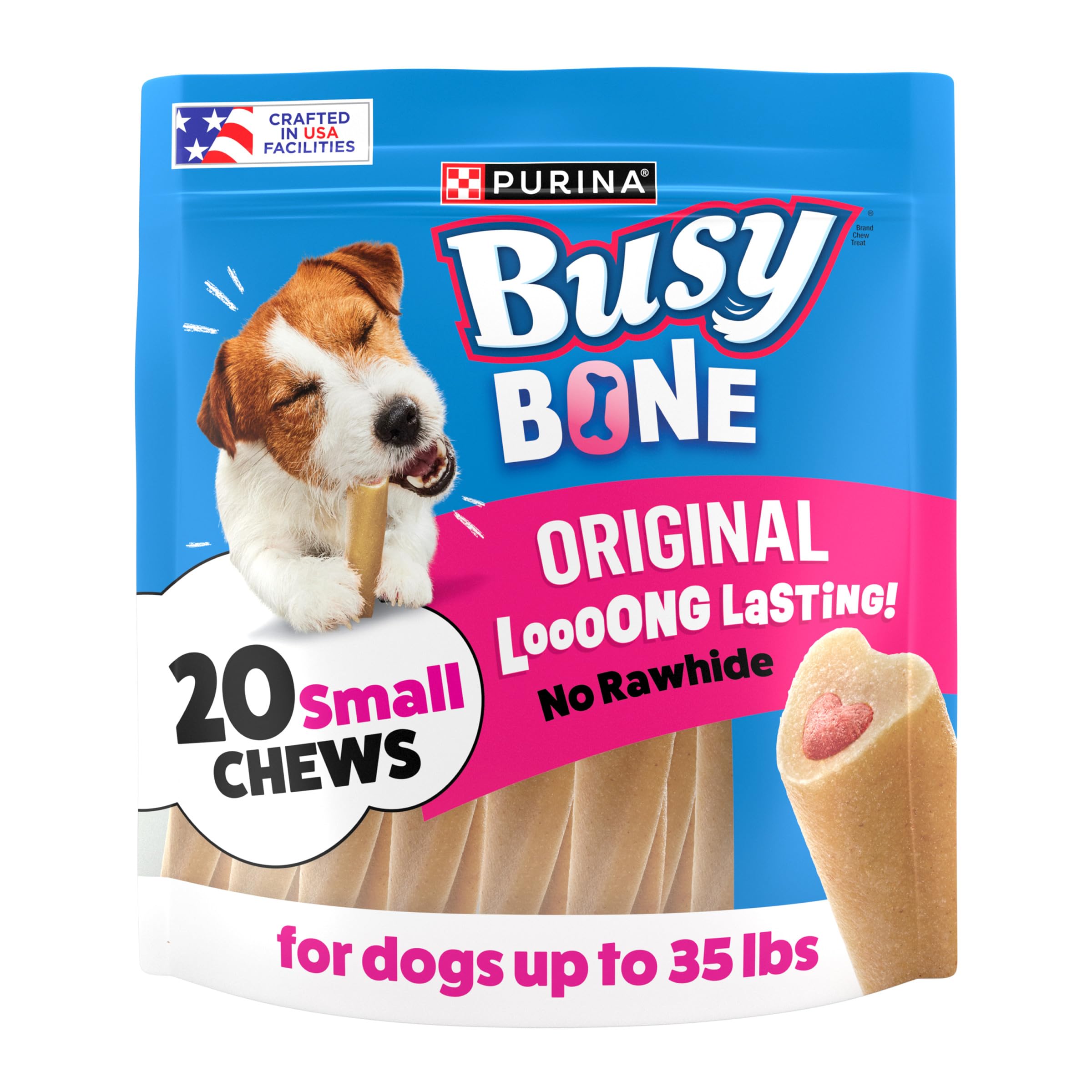 Purina Busy mini bone with center meat offers a flavorful reward during chew time