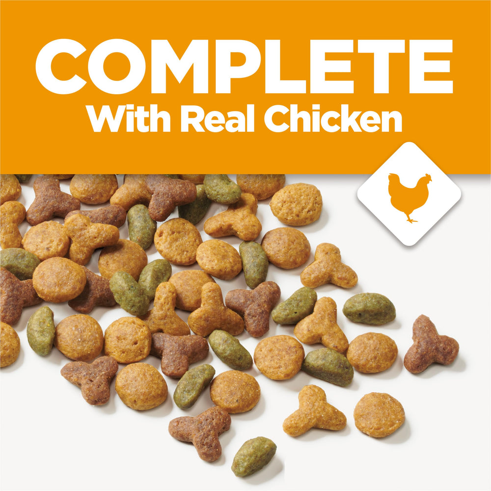 Purina Cat Chow bowl serving depicts mealtime energy and coat care.