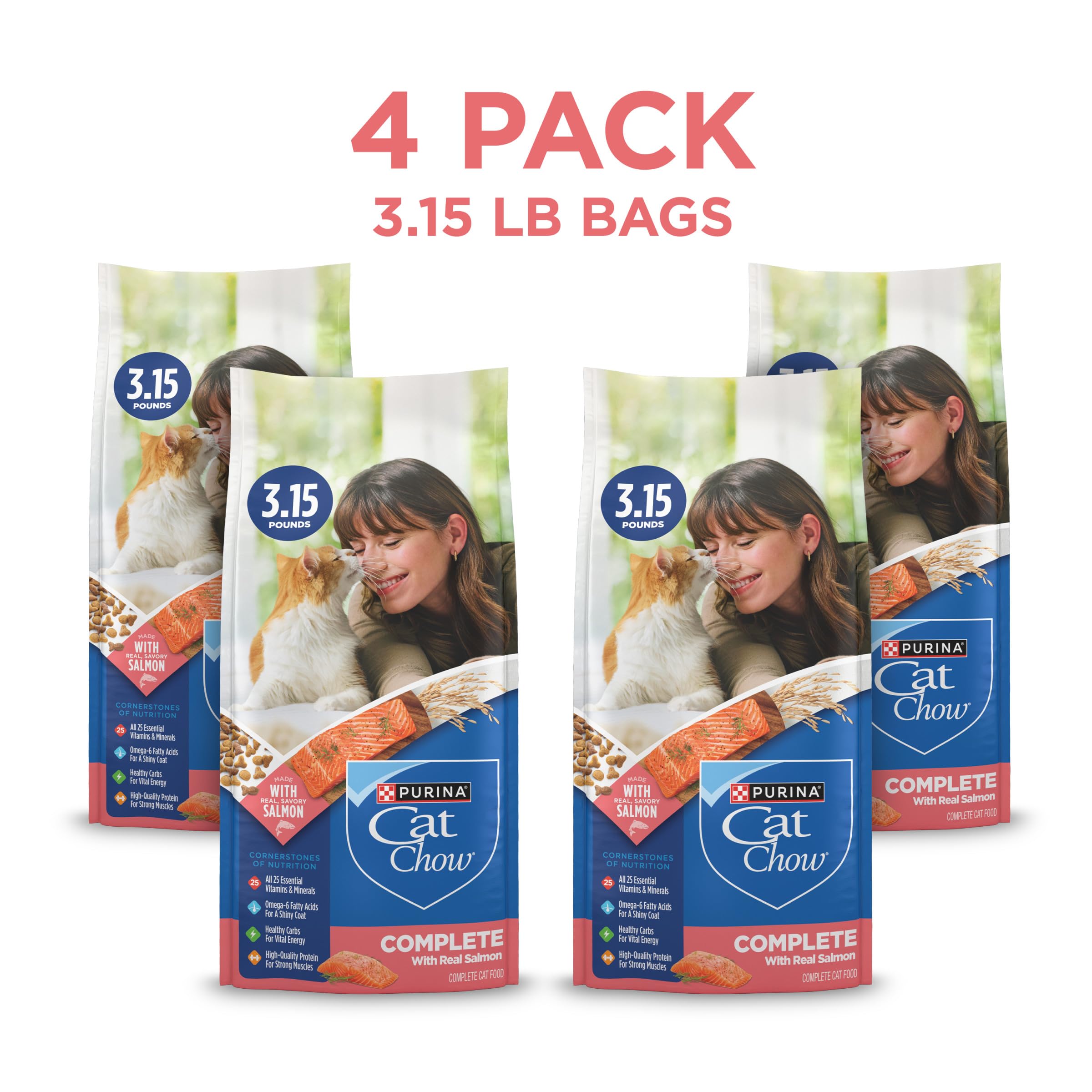 Purina Cat Chow Complete with omega-6 supports a healthy coat and skin