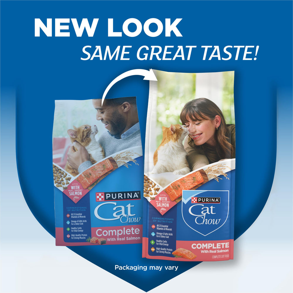 Purina Cat Chow Complete high-protein kibble close-up showcases protein-forward nutrition