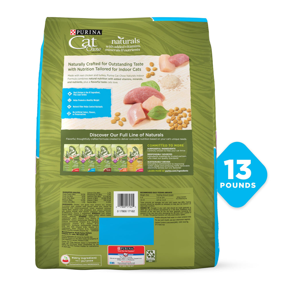 Purina Cat Chow Naturals Indoor cat happily eating kibble