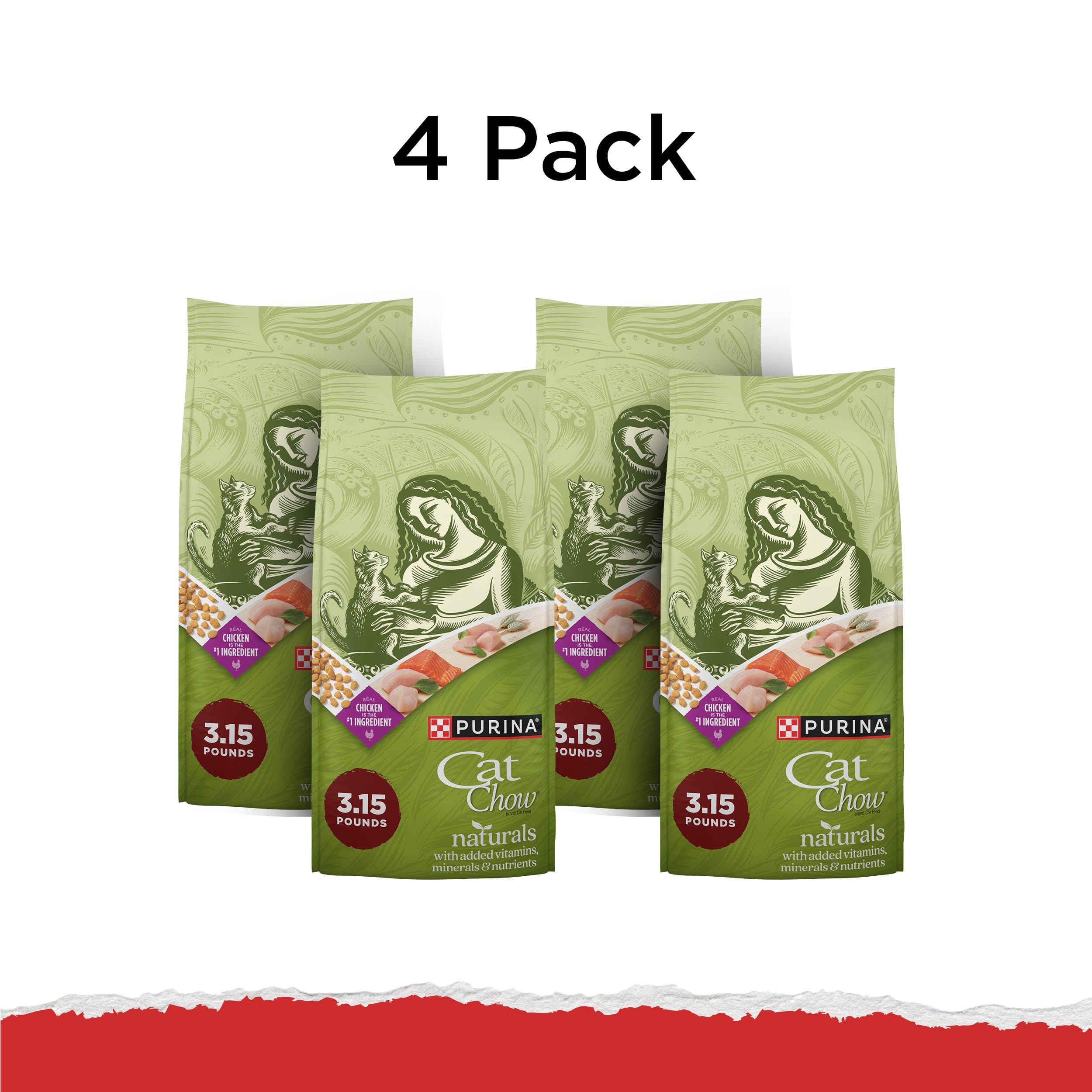 Purina Cat Chow Naturals Original kibble with real chicken ingredient.