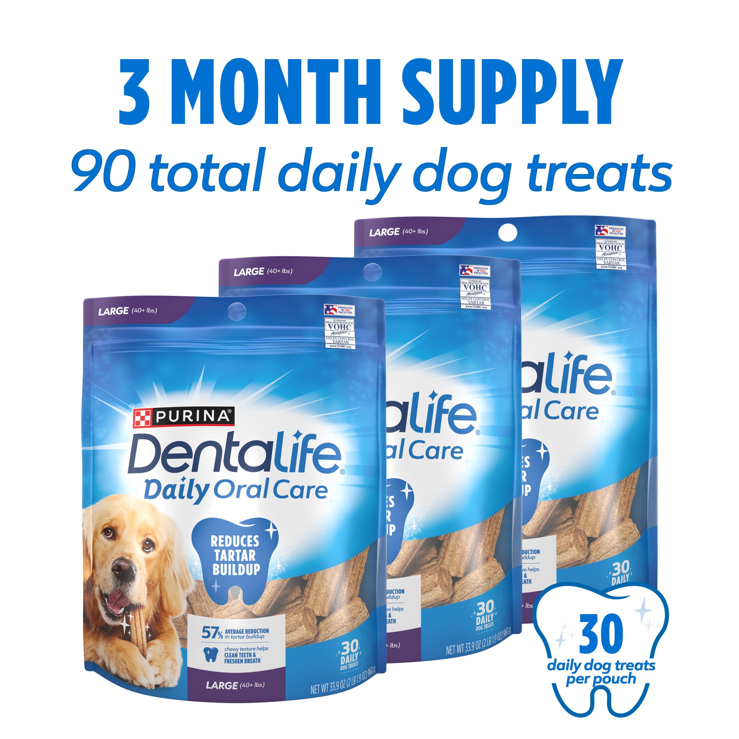 Purina DentaLife large dog chews mouth close-up highlighting texture