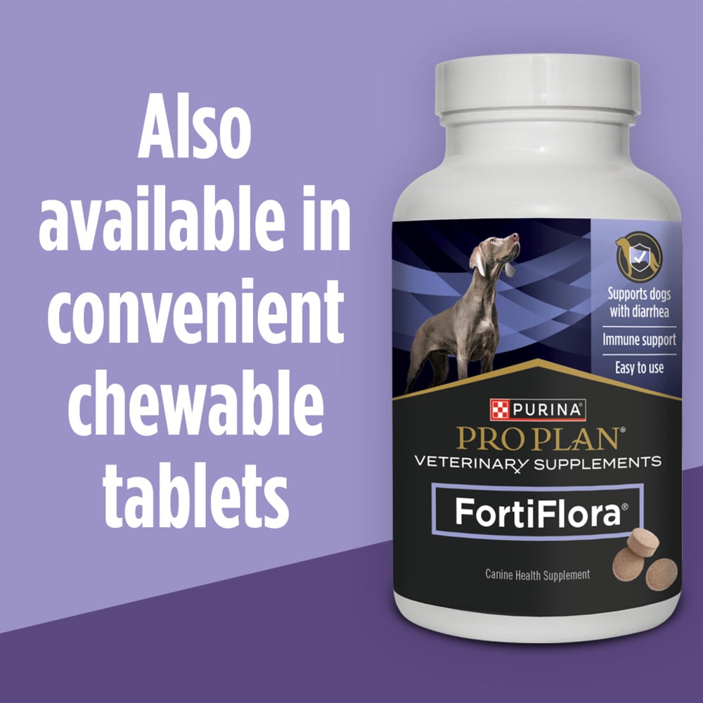 FortiFlora illustration highlighting gastrointestinal support and antioxidants.