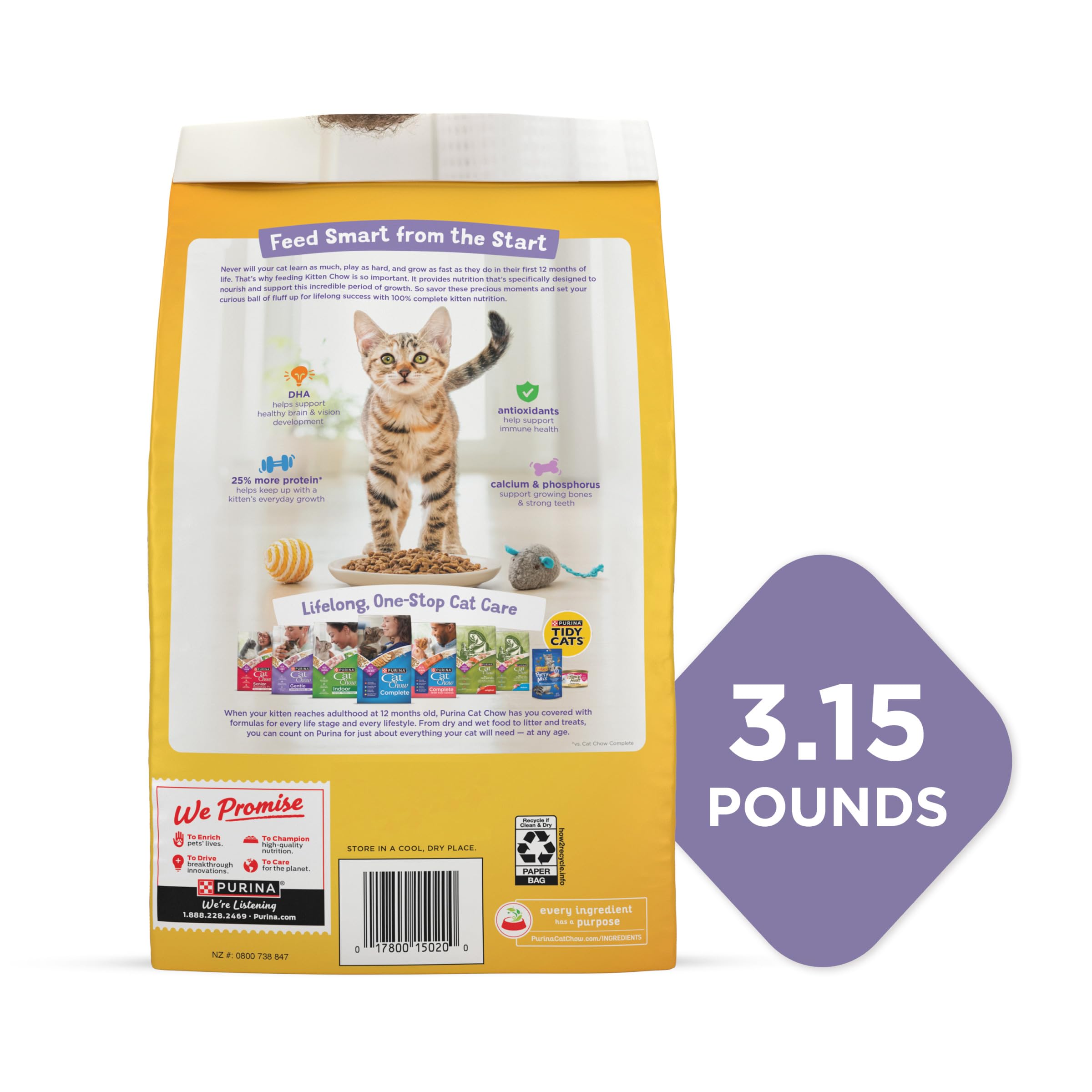 Purina Kitten Chow pack-of-4 bag image signals value and consistency
