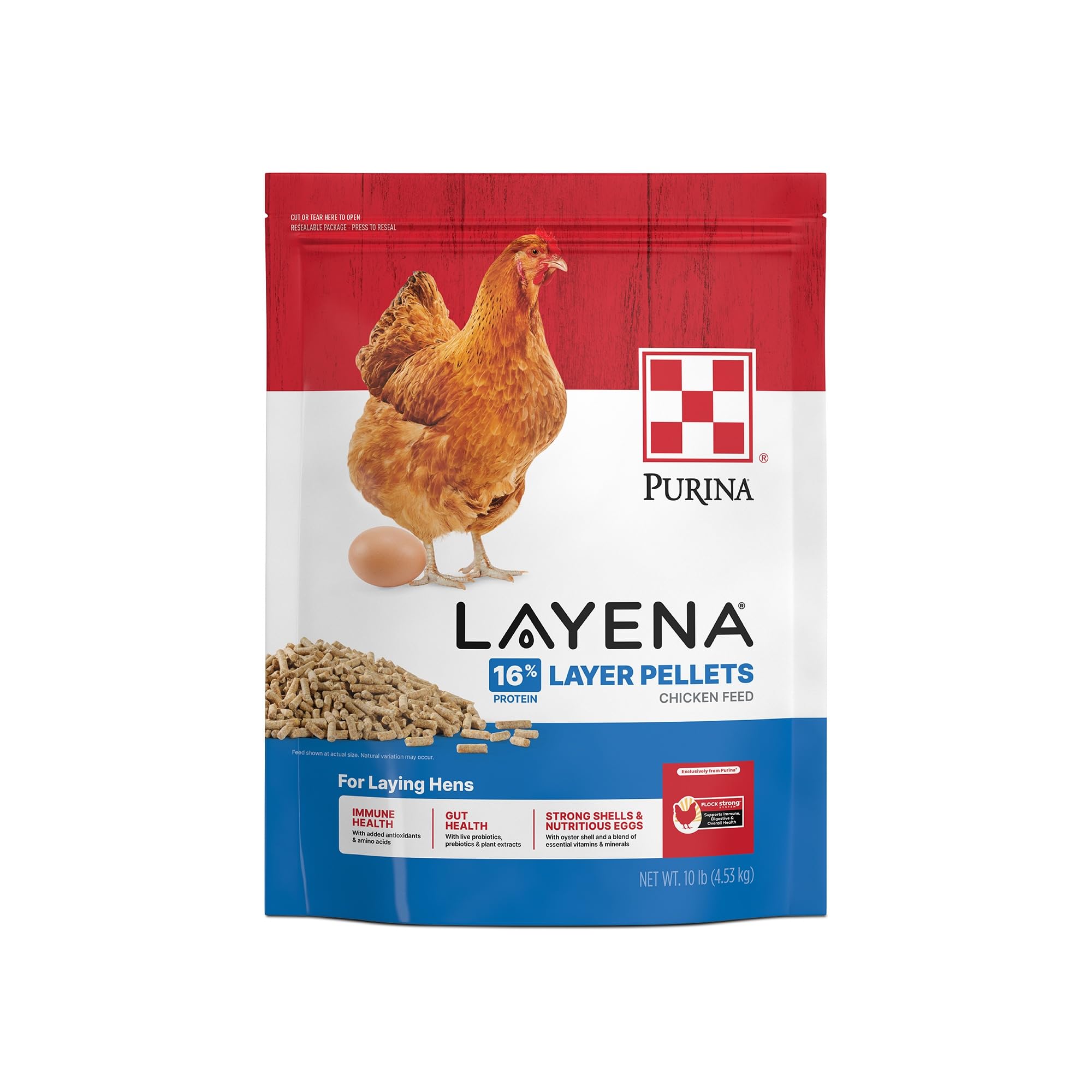 Purina Layena Pellets bag front showing branding for laying hens