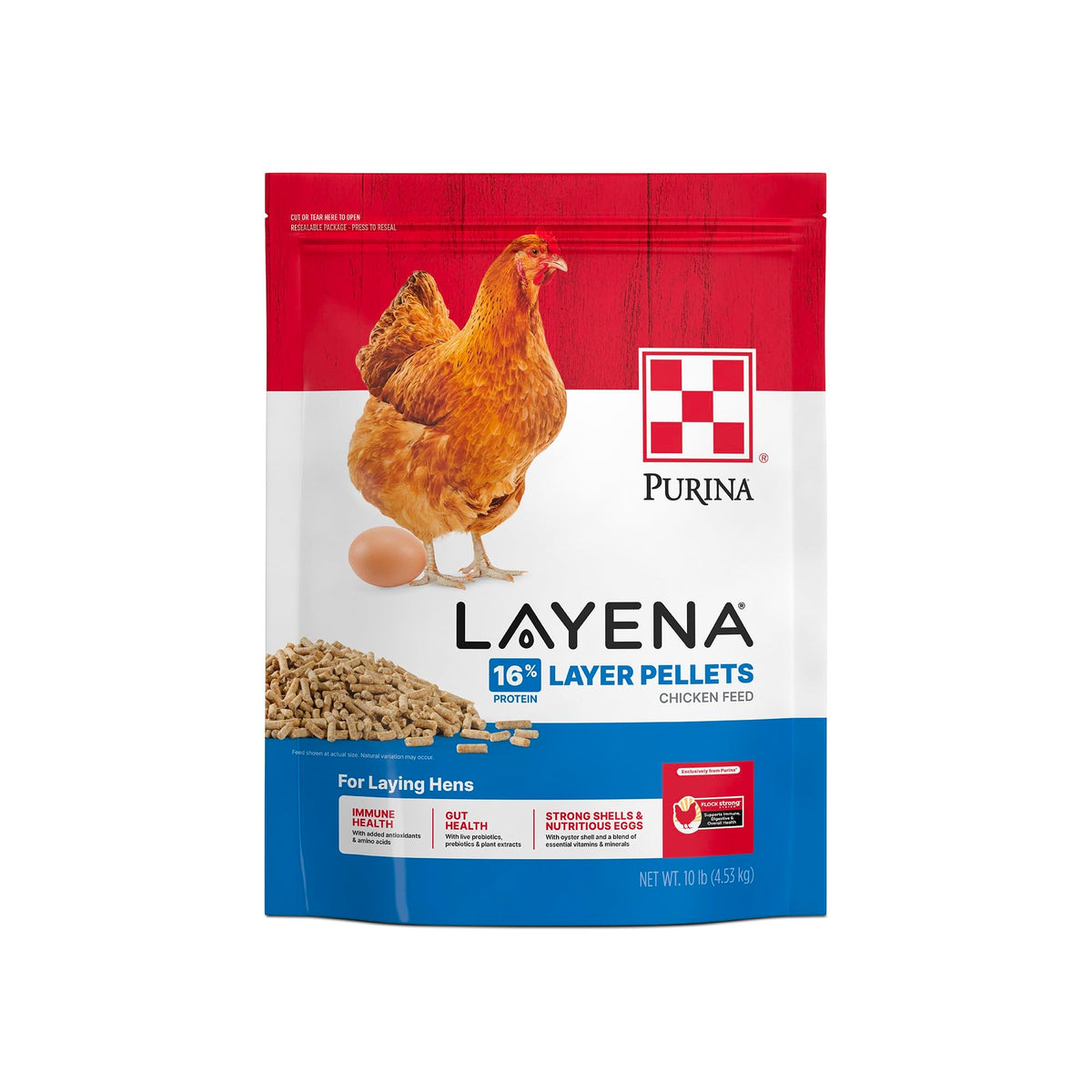 Purina Layena Pellets bag front showing branding for laying hens