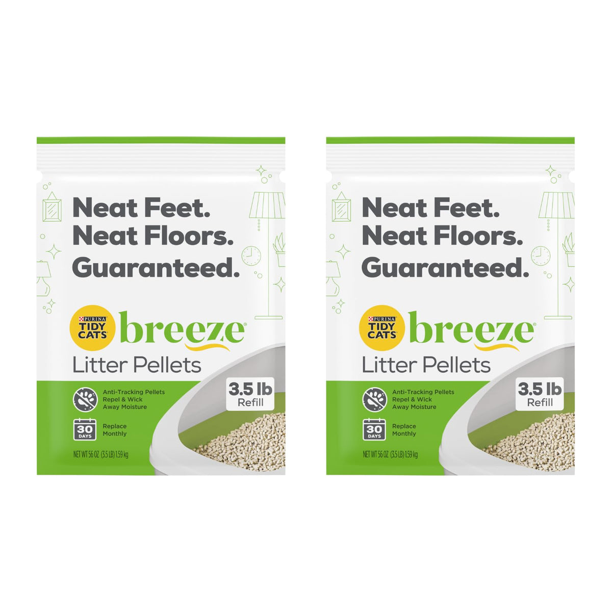 Purina Litter Breeze Pellets 3.5 lb two-pack—easy multi-cat use and odor control.