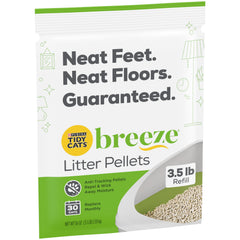 Purina Litter Breeze Pellets bag close-up—unfragranced formula for quick scooping.